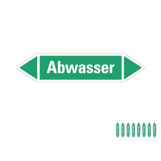 Produkt Hauptbild von Rohrleitungsetikett: Abwasser, grün-weiß, Standardfolie, versch.  Formate