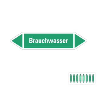 Produkt Hauptbild von Rohrleitungsetikett: Brauchwasser, grün-weiß, Standardfolie, versch.  Formate
