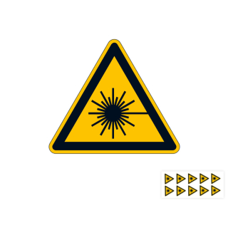 Produkt Hauptbild von Warnung vor Laserstrahl, Dreieck, gelb-schwarz, ASR/ISO, versch. Materialien, Schenkellängen und Lieferformen