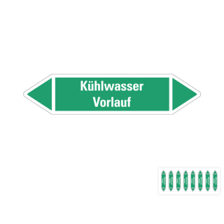 Produkt Hauptbild von Rohrleitungsetikett: Kühlwasser Vorlauf, grün-weiß, Standardfolie, versch.  Formate