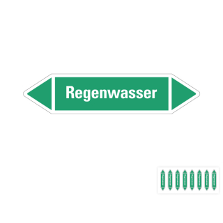 Produkt Hauptbild von Rohrleitungsetikett: Regenwasser, grün-weiß, Standardfolie, versch.  Formate