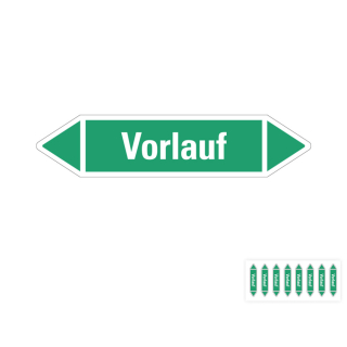 Produkt Hauptbild von Rohrleitungsetikett: Vorlauf, grün-weiß, Standardfolie, versch.  Formate