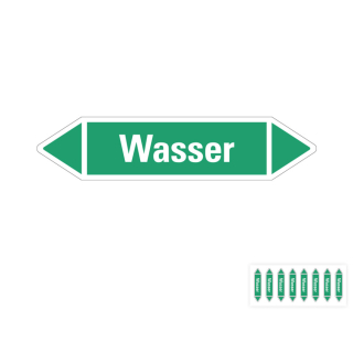 Produkt Hauptbild von Rohrleitungsetikett: Wasser, grün-weiß, Standardfolie, versch.  Formate
