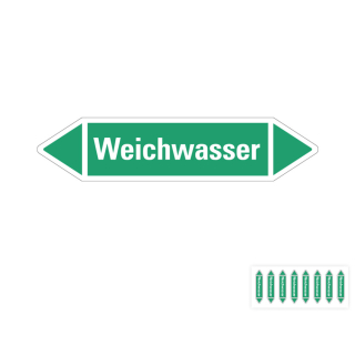 Produkt Hauptbild von Rohrleitungsetikett: Weichwasser, grün-weiß, Standardfolie, versch.  Formate