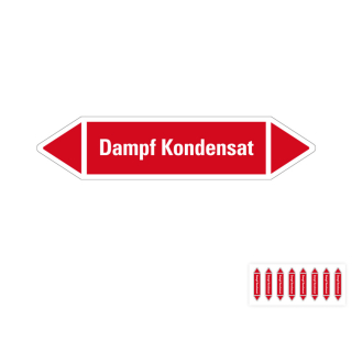 Produkt Hauptbild von Rohrleitungsetikett: Dampf Kondensat, rot-weiß, Standardfolie, versch.  Formate