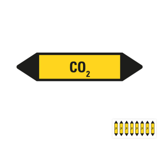 Produkt Hauptbild von Rohrleitungsetikett: CO2, gelb-schwarz, Standardfolie, versch.  Formate