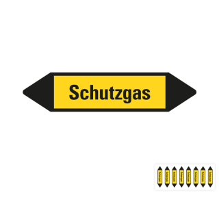 Produkt Hauptbild von Rohrleitungsetikett: Schutzgas, gelb-schwarz, Standardfolie, versch.  Formate