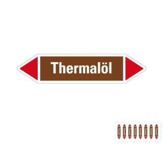 Produkt Hauptbild von Rohrleitungsetikett: Thermalöl, braun-weiß-rot, Standardfolie, versch.  Formate