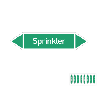 Produkt Hauptbild von Rohrleitungsetikett: Sprinkler, gemäß DIN 2403, grün-weiß, Standardfolie, versch.  Formate