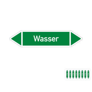 Produkt Hauptbild von Rohrleitungsetikett: Wasser, gemäß DIN 2403, grün-weiß, Standardfolie, versch.  Formate