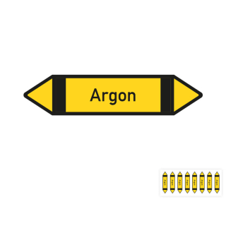 Produkt Hauptbild von Rohrleitungsetikett: Argon, gemäß DIN 2403, gelb-schwarz-schwarz, Standardfolie, versch.  Formate