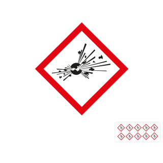 Produkt Hauptbild von Gefahrensymbol: GHS01 Explodierende Bombe, Folie selbstklebend, versch. Größen & Lieferformen