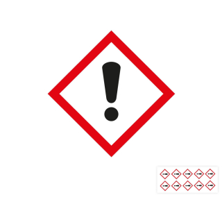 Produkt Hauptbild von Gefahrensymbol: GHS07 Ausrufezeichen, Folie selbstklebend, versch. Größen und Lieferformen