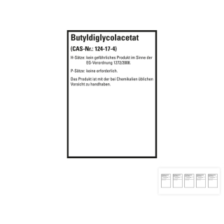 Produkt Hauptbild von Gefahrstoffkennzeichen: Butyldiglycolacetat, ohne GHS Symbole mit Text, Folie selbstklebend, versch. Größen