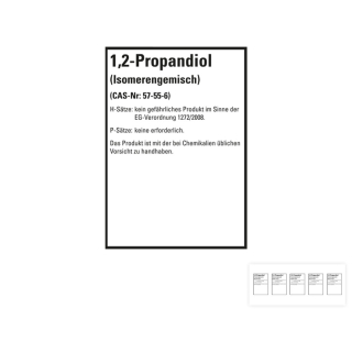 Produkt Hauptbild von Gefahrstoffkennzeichen: 1,2-Propandiol (Isomerengemisch), ohne GHS Symbole mit Text, versch. Größen