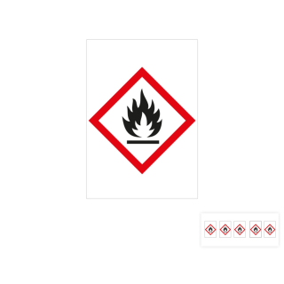 Produkt Hauptbild von Gefahrensymbol: GHS02 Flamme für Rohrleitungen, Folie selbstklebend, versch. Größen und Lieferformen