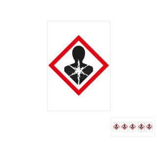 Produkt Hauptbild von Gefahrensymbol: GHS08 Gesundheitsgefahr für Rohrleitungen, Folie selbstklebend, versch. Größen und Lieferformen