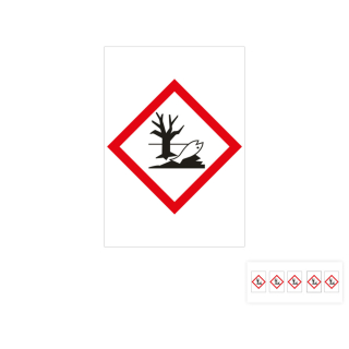 Produkt Hauptbild von Gefahrensymbol: GHS09 Umwelt für Rohrleitungen, Folie selbstklebend, versch. Größen und Lieferformen