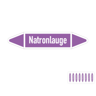 Produkt Hauptbild von Rohrleitungsetikett: Natronlauge, DIN 2403, violett-weiß, für Rohre mit versch.  Durchmessern, Folie selbstklebend