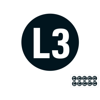 Produkt Hauptbild von Leiterkennzeichen: Wechselstromnetz L3, schwarz-weiß, RoHS konform, einige Varianten PET-laminiert oder UL-anerkannt, Folie, versch. Durchmesser & Lieferformen
