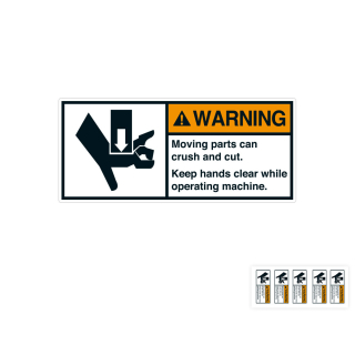 Produkt Hauptbild von ANSI-Aufkleber: WARNING Moving parts can crush and cut, UL-anerkannt, ANSI Z535-4, Folie selbstklebend, versch. Größen