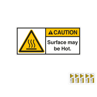 Produkt Hauptbild von ANSI-Aufkleber: CAUTION Surface may be Hot, UL-anerkannt, ANSI Z535-4, Folie selbstklebend, versch. Größen