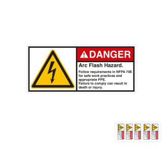 Produkt Hauptbild von ANSI-Aufkleber: DANGER Arc Flash Hazard [...], UL-anerkannt, ANSI Z535-4, Folie selbstklebend, versch. Größen