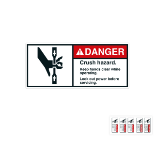 Produkt Hauptbild von ANSI-Aufkleber: DANGER Crush hazard [...], UL-anerkannt, ANSI Z535-4, Folie selbstklebend, Symbol: A004