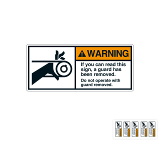 Produkt Hauptbild von ANSI-Aufkleber: WARNING If you can read this sign, a guard has been removed [...], UL-anerkannt, ANSI Z535-4, Folie selbstklebend, versch. Größen