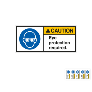 Produkt Hauptbild von ANSI-Aufkleber: CAUTION Eye protection required, UL-anerkannt, ANSI Z535-4, Folie selbstklebend, versch. Größen