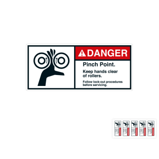 Produkt Hauptbild von ANSI-Aufkleber: DANGER Pinch Point [...], UL-anerkannt, ANSI Z535-4, Folie selbstklebend, versch. Größen
