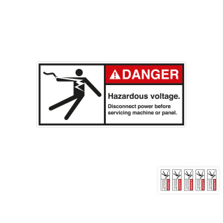 Produkt Hauptbild von DANGER Hazardous voltage [...], UL-anerkannt, ANSI Z535-4, Folie selbstklebend, versch. Größen