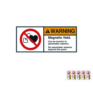 Produkt Hauptbild von ANSI-Aufkleber: WARNING Magnetic field. Can be harmful to pacemaker wearers, UL-anerkannt, ANSI Z535-4, Folie selbstklebend, versch. Größen