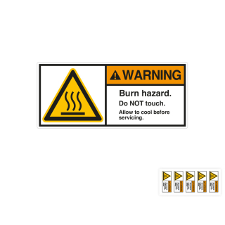 Produkt Hauptbild von ANSI-Aufkleber: WARNING Burn hazard. Do not touch [...], UL-anerkannt, ANSI Z535-4, Folie selbstklebend, versch. Größen