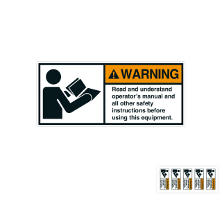 Produkt Hauptbild von ANSI-Aufkleber: WARNING Read and understand operator’s manual [...], UL-anerkannt, ANSI Z535-4, Folie selbstklebend, versch. Größen
