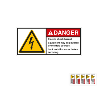 Produkt Hauptbild von ANSI-Aufkleber: DANGER Electric shock hazard [...], UL-anerkannt, ANSI Z535-4, Folie selbstklebend, versch. Größen
