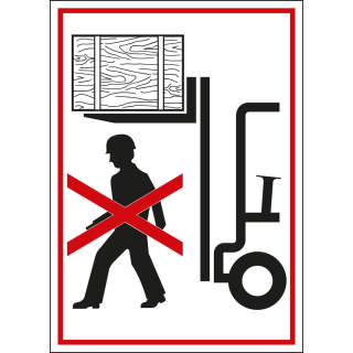 Verbotsschild: Nicht unter angehobene Last treten, Folie selbstklebend, 100 mm x 150 mm, 1 Stück