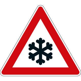 Verkehrszeichen-Nr. 145-53, Schnee- oder Eisglätte, Aluminium reflektierend RA0, Schenkellänge 900 mm, 1 Stück