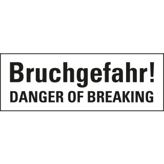 Verpackungsetikett: Bruchgefahr, 2-sprachig, weiß, permanent haftendes Haftpapier, 147 mm x 50 mm, 250 St./Rolle