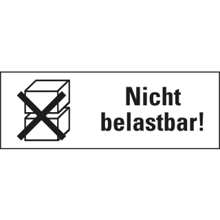 Verpackungsetikett: Nicht belastbar!, weiß-schwarz, Haftpapier selbstklebend permanent, 147 mm x 50 mm, 250 St./Rolle