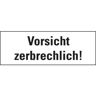 Verpackungsetikett: Vorsicht, zerbrechlich!, weiß, permanent haftendes Haftpapier, 147 mm x 50 mm, 250 St./Rolle