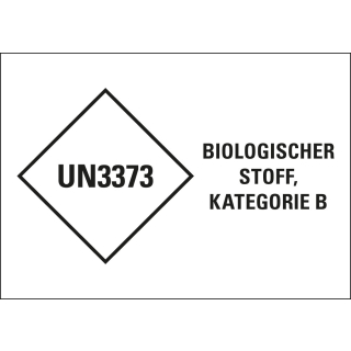 Verpackungskennzeichen: Biologischer Stoff, Kategorie B, UN3373, Folie selbstklebend, 210 x 148 mm, 1 Stück