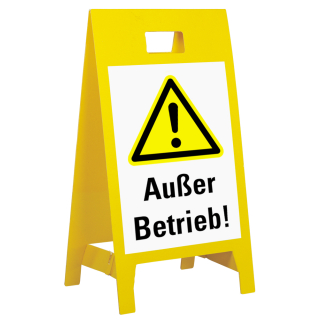 Warnaufsteller leicht: Außer Betrieb, Symbol und Text, doppelseitig, Polypropylen, 350 x 650 mm, 1 Stück