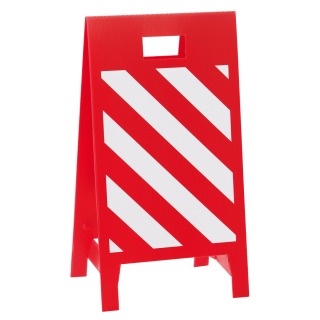 Warnaufsteller leicht, rot-weiß schraffiert, doppelseitig, Polypropylen, 350 x 650 mm, 1 Stück