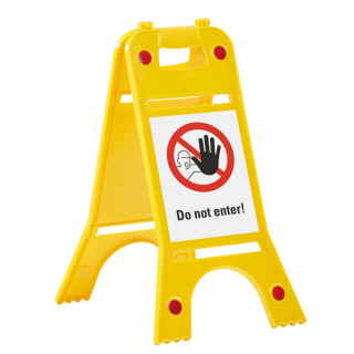 Warnaufsteller mit Reflektoren: Do not enter!, Symbol und Text, doppelseitig, Polypropylen, 245 x 620 mm, 1 Stück