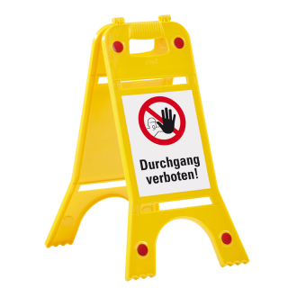 Warnaufsteller mit Reflektoren: Durchgang verboten!, Symbol und Text, doppelseitig, Polypropylen, 245 x 620 mm, 1 Stück