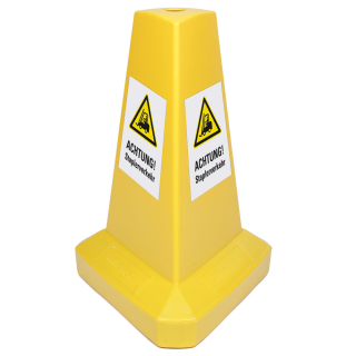 Warnaufsteller schwer: Achtung! Staplerverkehr, Symbol und Text, dreiseitig, Polypropylen, 400 x 540 mm, 1 Stück