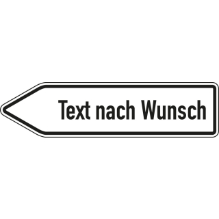 Wegweiser: Text nach Wunsch linksweisend, weiß, DIN 67520, Aluminium RA0 reflektierend, 1400 mm x 350 mm, 1 Stück