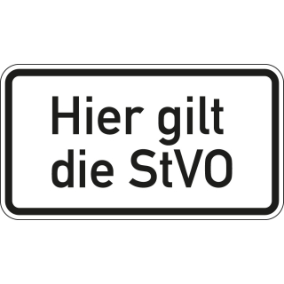 Zusatzzeichen: Hier gilt die StVO, Aluminium RA1 reflektierend, 420 mm x 231 mm, 1 Stück