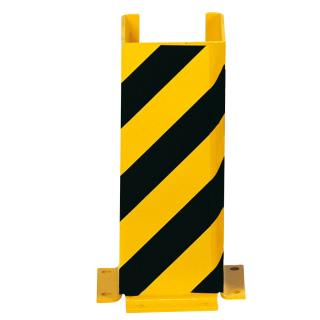 Anfahrschutzprofil U-Form, zum Aufdübeln, DGUV, gelb-schwarz, versch. Materialien, 160 mm x 400 mm x 160 mm